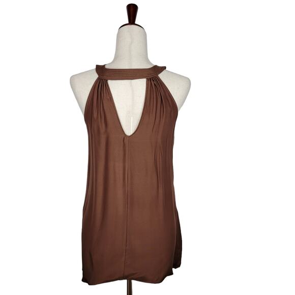 Chasensully Mocha 100% Silk Asymmetrical Tank - Size S - Picture 3 of 5